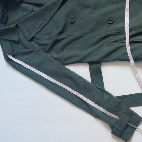 Trouve Military Green Calf length long fall Winter Trenchcoat_Small - Picture 11 of 14